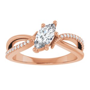 18K Rose Gold 8x4 mm Marquise Ring Mounting – image 5