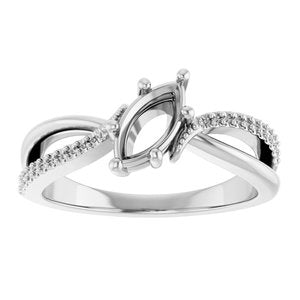 14K White Gold 8x4 mm Marquise Ring Mounting – image 6
