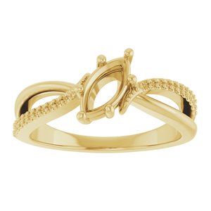 14K Yellow Gold 8x4 mm Marquise Ring Mounting – image 6