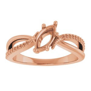 18K Rose Gold 8x4 mm Marquise Ring Mounting – image 6