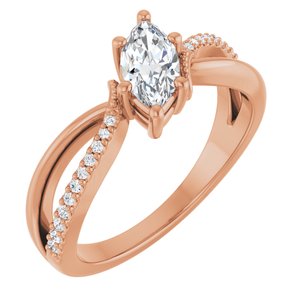 18K Rose Gold 8x4 mm Marquise Ring Mounting