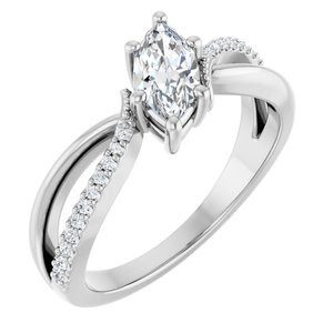 14K White Gold 8x4 mm Marquise Ring Mounting