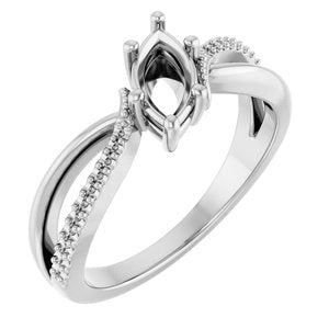 14K White Gold 8x4 mm Marquise Ring Mounting – image 2
