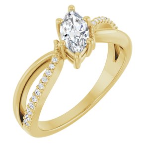 14K Yellow Gold 8x4 mm Marquise Ring Mounting