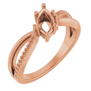 18K Rose Gold 8x4 mm Marquise Ring Mounting – image 2