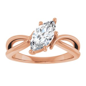 18K Rose Gold 10x5 mm Marquise Ring Mounting – image 5