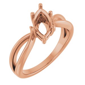 18K Rose Gold 10x5 mm Marquise Ring Mounting – image 2