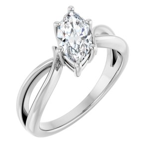 18K White Gold 10x5 mm Marquise Ring Mounting