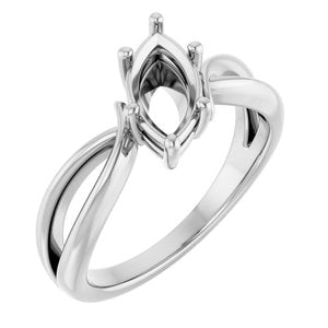 10K White Gold 10x5 mm Marquise Ring Mounting – image 2