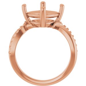 10K Rose Gold 10x10 mm Cushion Ring Mounting – image 4