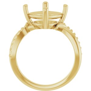 18K Yellow Gold 10x10 mm Cushion Ring Mounting – image 4
