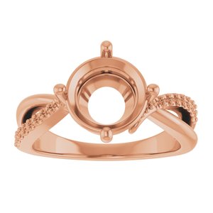 18K Rose Gold 9 mm Round Ring Mounting – image 6