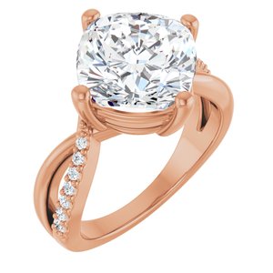 10K Rose Gold 10x10 mm Cushion Ring Mounting