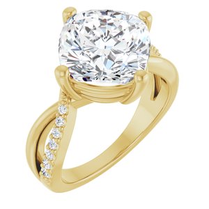 18K Yellow Gold 10x10 mm Cushion Ring Mounting
