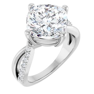 Sterling Silver 10x10 mm Cushion Ring Mounting