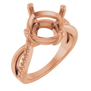 14K Rose Gold 10x10 mm Cushion Ring Mounting – image 2