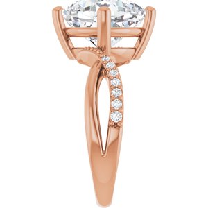 10K Rose Gold 10x10 mm Cushion Ring Mounting – image 7