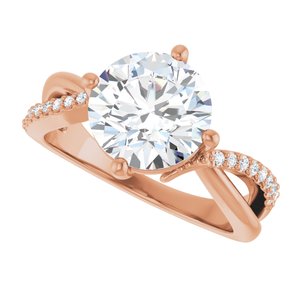 10K Rose Gold 9 mm Round Ring Mounting – image 8