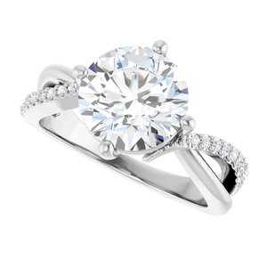 10K White Gold 9 mm Round Ring Mounting – image 8