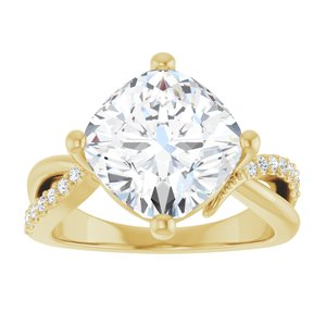 10K Yellow Gold 10x10 mm Cushion Ring Mounting – image 5
