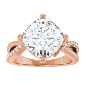 10K Rose Gold 10x10 mm Cushion Ring Mounting – image 5