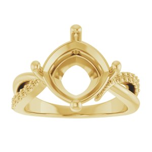 10K Yellow Gold 10x10 mm Cushion Ring Mounting – image 6