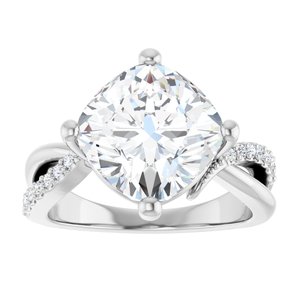 18K White Gold 10x10 mm Cushion Ring Mounting – image 5