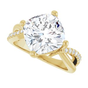 10K Yellow Gold 10x10 mm Cushion Ring Mounting – image 8