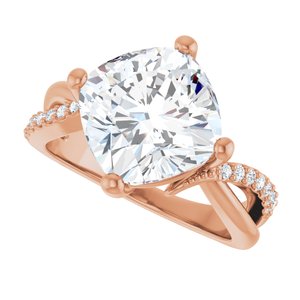 14K Rose Gold 10x10 mm Cushion Ring Mounting – image 8