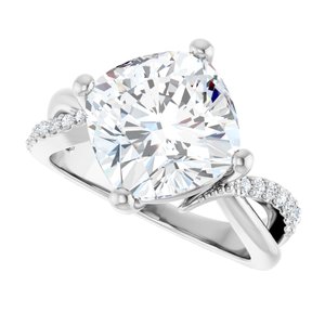 18K White Gold 10x10 mm Cushion Ring Mounting – image 8