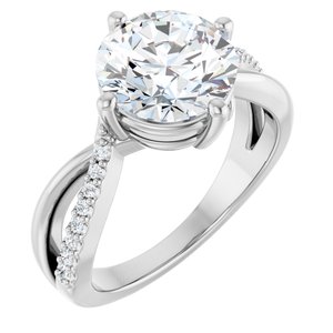 10K White Gold 9 mm Round Ring Mounting