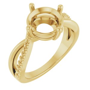 10K Yellow Gold 9 mm Round Ring Mounting – image 2