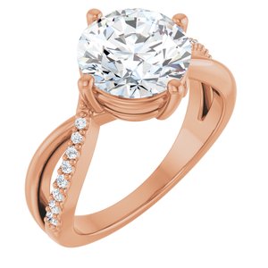 18K Rose Gold 9 mm Round Ring Mounting