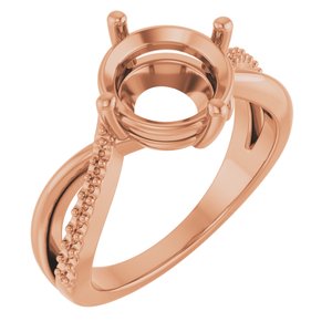 18K Rose Gold 9 mm Round Ring Mounting – image 2