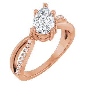 10K Rose Gold 9x5.5 mm Pear Ring Mounting