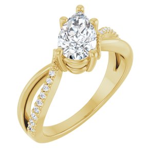 10K Yellow Gold 9x5.5 mm Pear Ring Mounting