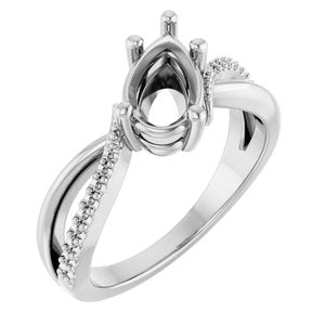Continuum Sterling Silver 9x5.5 mm Pear Ring Mounting – image 2