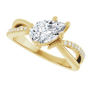 14K Yellow Gold 9x5.5 mm Pear Ring Mounting – image 8