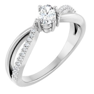 10K White Gold 5x3.5 mm Oval Ring Mounting