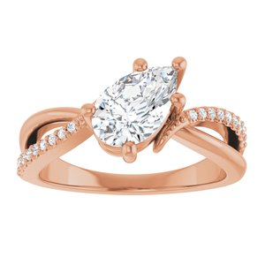 14K Rose Gold 9x5.5 mm Pear Ring Mounting – image 5