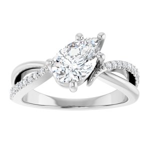 14K X1 White Gold 9x5.5 mm Pear Ring Mounting – image 5