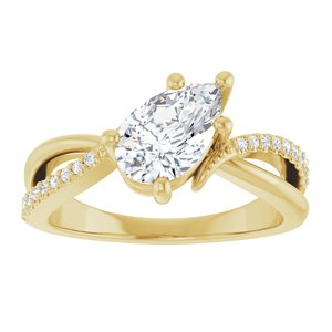 10K Yellow Gold 9x5.5 mm Pear Ring Mounting – image 5