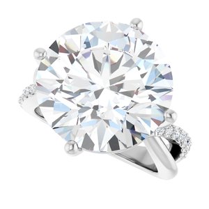 10K White Gold 15 mm Round Ring Mounting – image 8