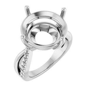 10K White Gold 15 mm Round Ring Mounting – image 2