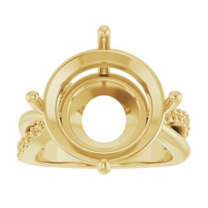 14K Yellow Gold 15 mm Round Ring Mounting – image 6