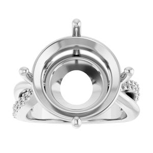 10K White Gold 15 mm Round Ring Mounting – image 6