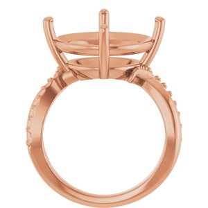 10K Rose Gold 15 mm Round Ring Mounting – image 4