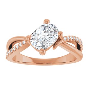 10K Rose Gold 7.5x5.5 mm Elongated Cushion Ring Mounting – image 5