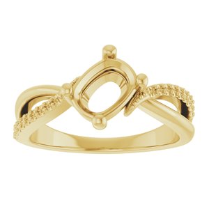 10K Yellow Gold 7.5x5.5 mm Elongated Cushion Ring Mounting – image 6