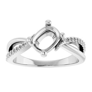 18K White Gold 7.5x5.5 mm Elongated Cushion Ring Mounting – image 6